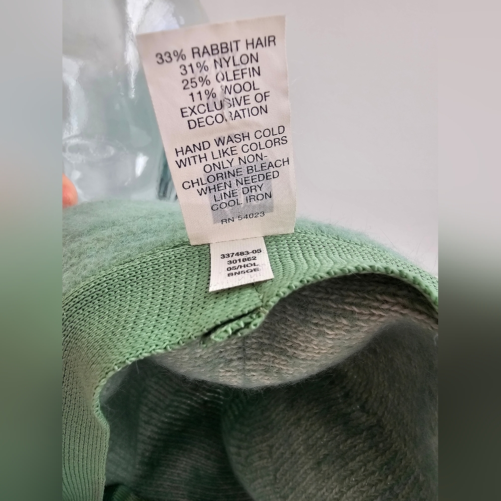 Vintage GAP Sage Green Rabbit Hair Blend Cloche Bucket Hat - Size M/L - Picture 4 of 6